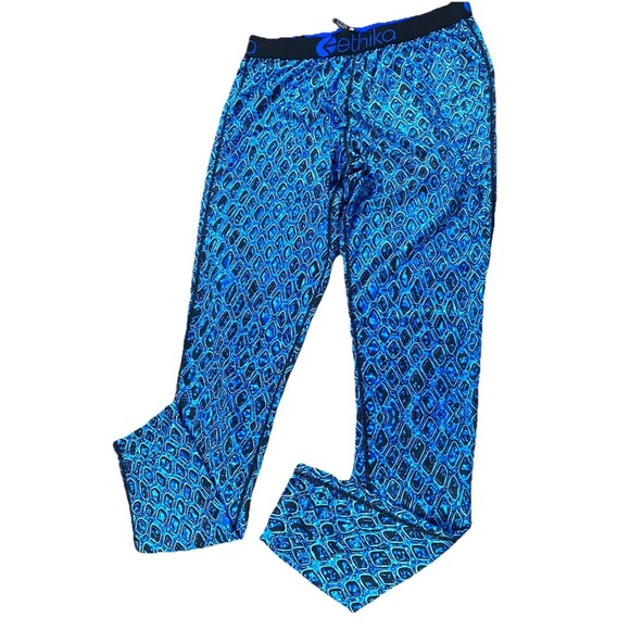 Ethika Womens Sz Medium Blue Geometric Skinny Leg Athletic Modal Leggings EUC - Picture 5 of 6